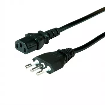 VALUE - Strāvas kabelis - CEI 23-50 (vīrišķais) līdz IEC 60320 C13 taisns - 250 V maiņstrāva - 10 A - 1,8 m - Melns - Itālijas standarts