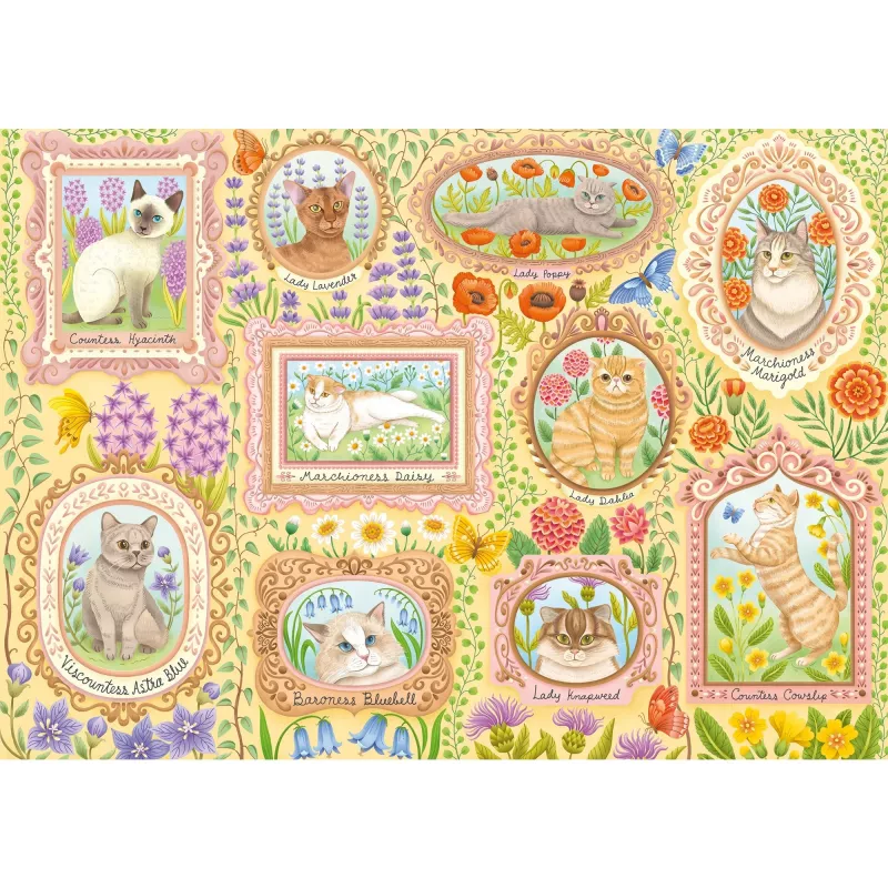 Puzle Schmidt Spiele Noble Cats in Blossom, 1000 gabali, modelis 59792