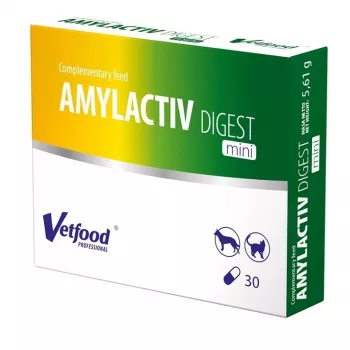 Vetfood AMYLACTIV DIGEST MINI – gremošanas enzīmi suņiem un kaķiem, 30 kapsulas
