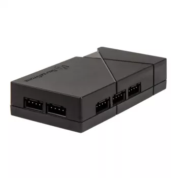 Ventilatoru ātruma kontrolieris SilverStone LSB01 — 3 kanālu manuālais regulators, melns, plastmasas korpuss, 46×19 mm