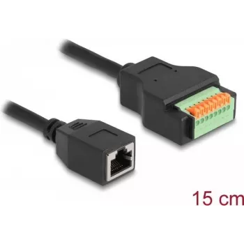 DeLOCK RJ45 kabelis Cat.5e ligzda uz spaiļu bloku adapteris 15 cm Melns