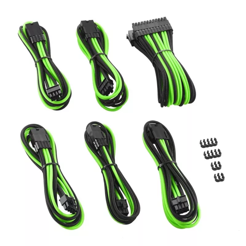Iekšējais strāvas pagarinātāju komplekts Cablemod CM-PCAB-BKIT-NKKLG-3PK-R Melns Zaļš