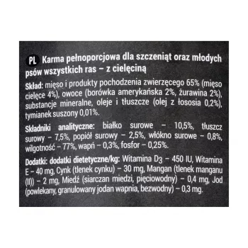 Dolina Noteci Rafi Junior ar teļa gaļu, dzērvenēm un mellenēm - Slapjā suņu barība 400 g