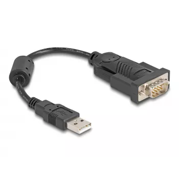 DeLOCK 61549 Seriālais kabelis 0,25 m USB Type-A uz RS-232 Melns