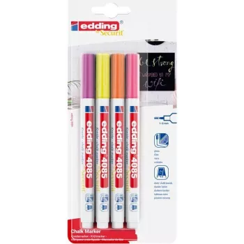 Edding 4085/4N — krīta marķieris 1–2 mm, neona, 4 gabalu komplekts