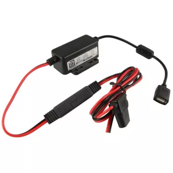 RAM Mounts RAM-GDS-CHARGE-V7B1U — iekštelpu USB lādētājs, 10–30 V ieeja, 9 V izeja, 2.5 A, 1.2 m kabelis, melns/sarkans