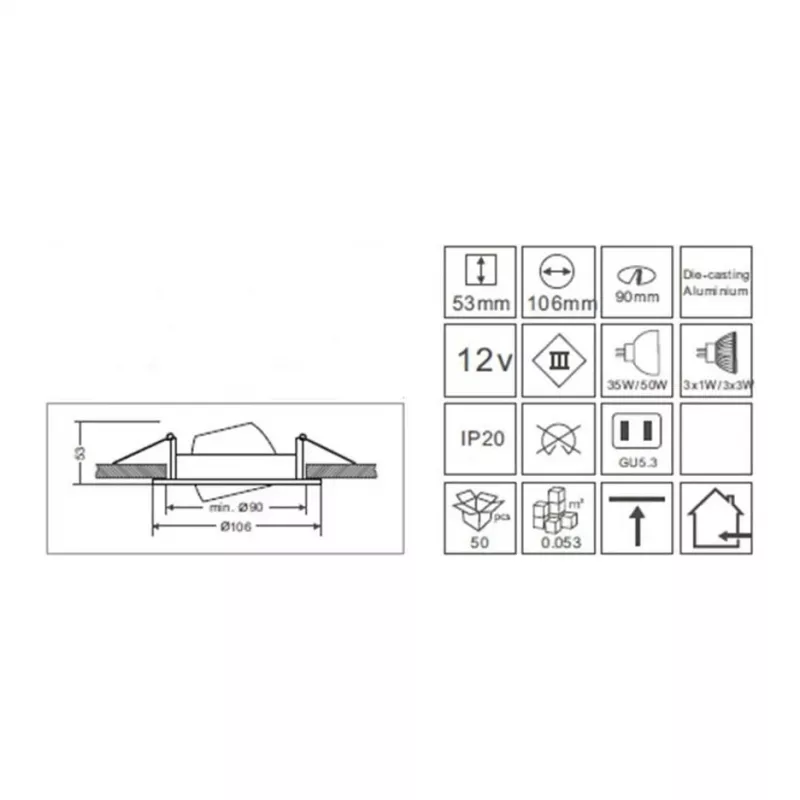 Synergy 21 LED Retrofit GU10 / GX5 - 3 padziļināto griestu lampu komplekts D05-sudrabs