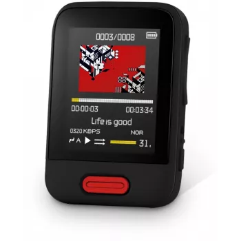 Portatīvais MP3/MP4 atskaņotājs SENCOR SFP 7716RD — 16 GB atmiņa, kompakts mediju atskaņotājs