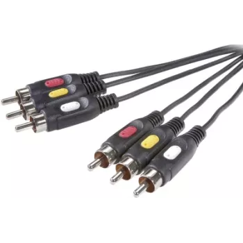 SpeaKa Professional SP-7869868 Kompozīta video kabelis 10 m 3 x RCA Melns