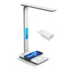 Media-Tech MT222 Leditou LED galda lampa ar 15 W Qi bezvadu uzlādi, pulksteni, modinātāju, termometru, baltā krāsā