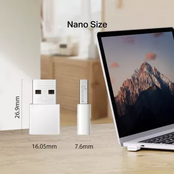Tīkla USB adapteris MERCUSYS MA30N — Divjoslu Wi‑Fi (2.4/5 GHz), 400/867 Mbps, USB 2.0, Iekšējā antena, Balts