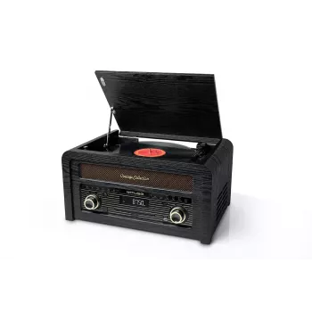 Atskaņotājs muse MT-115 W — melns/zelta, 33-45-78 apgr./min, J-veida tonearm, rotējošs skaļums, 240V maiņstrāva