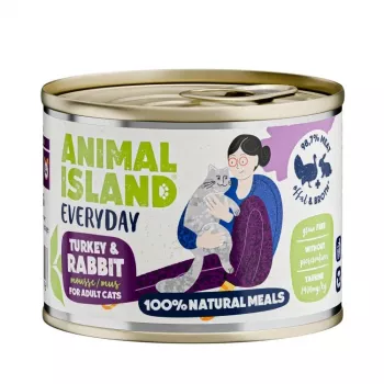 ANIMAL ISLAND Everyday Tītars un trusis – slapjā kaķu barība – 200g