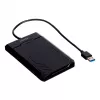 HDD/SSD korpuss Unitek Y-3036, 2.5 collu SATA III, USB 3.2 Gen 1 (5 Gbit/s), UASP, integrēts USB-A kabelis, melns