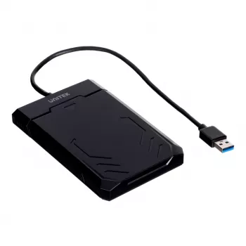 HDD/SSD korpuss Unitek Y-3036, 2.5 collu SATA III, USB 3.2 Gen 1 (5 Gbit/s), UASP, integrēts USB-A kabelis, melns