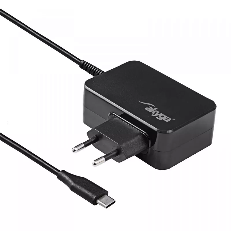 Akyga AK-ND-82 USB-C GaN klēpjdatora barošanas adapteris 90 W, PD 3.0, 5–20 V, 1,8 m kabelis, melns