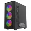 PC korpuss SAVIO Noctis Flow RGB — Cube, ATX/Mini-ITX, 3x 120 mm priekšējie ventilatori, rūdīta stikla sāns, max GPU 35 cm