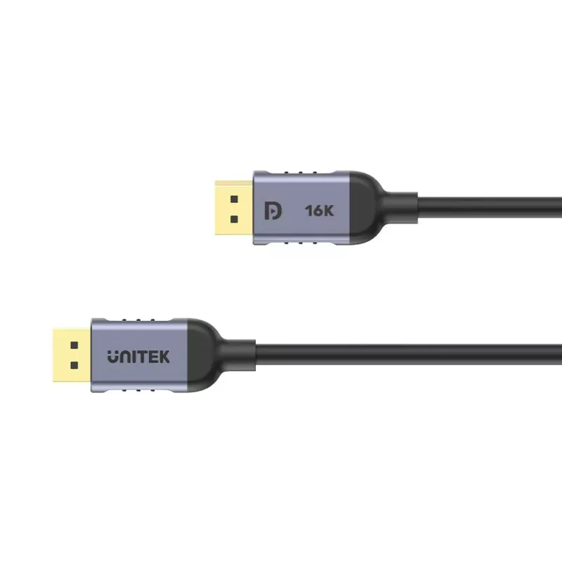 DisplayPort kabelis Unitek C1626GY01-1.5M — 1,5 m, DisplayPort 2.1, Tēviņš-Tēviņš, 360 Hz, 15360×8640, Pelēks