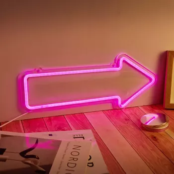 MANTA SNL107PK – rozā neon stila LED bultiņas sienas lampa