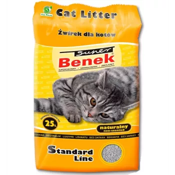 Super Benek Compact Natural 25 L – bentonīta granulas, pelēkas, bioloģiski noārdāmas, ar smaku neitralizāciju