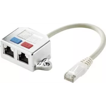 Renkforce RJ45 tīkla T-adapteris CAT 5e [2x RJ45-Ligzda - 1x RJ45-Spraudnis] 15 cm Metāla (RF-4538140)