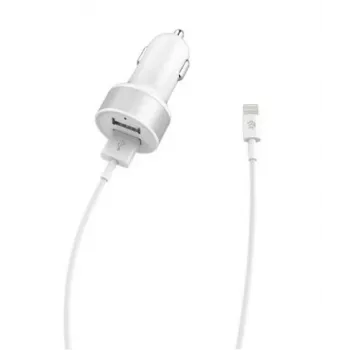 Auto lādētājs Devia Smart Series Dual USB 2.4A ar integrētu Lightning kabeli