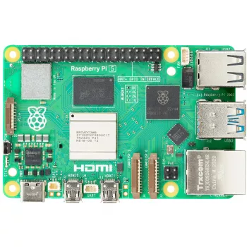 Vienplatnes dators Raspberry Pi 5 izstrādes plate — 2400 MHz Arm Cortex-A76, līdz 16 GB LPDDR4x, MicroSD, USB 3.2, Wi‑Fi 5
