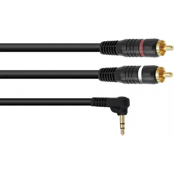 Adaptera kabelis Omnitronic 3.5mm Jack uz 2xRCA 90° 1.5 m (30225010)
