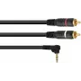 Adaptera kabelis Omnitronic 3.5mm Jack uz 2xRCA 90° 1.5 m (30225010)