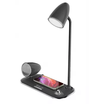 Galda lampa Tellur TLL151361 ar bezvadu Qi lādētāju un Bluetooth skaļruni, regulējams apgaismojums