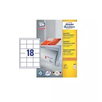 Pašlīmējošās etiķetes Avery 3671, 64 x 45 mm, balta, A4 loksnes