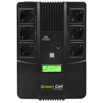 Green Cell AiO 800VA LCD nepārtrauktās barošanas avots (UPS) Line-Interactive 0.8 kVA 480 W 6 kontaktligzdas