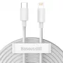 Baseus Simple Wisdom Datu Kabeļu Komplekts USB-C uz Lightning PD 20W (2 gab./Komplekts) 1,5m Balts