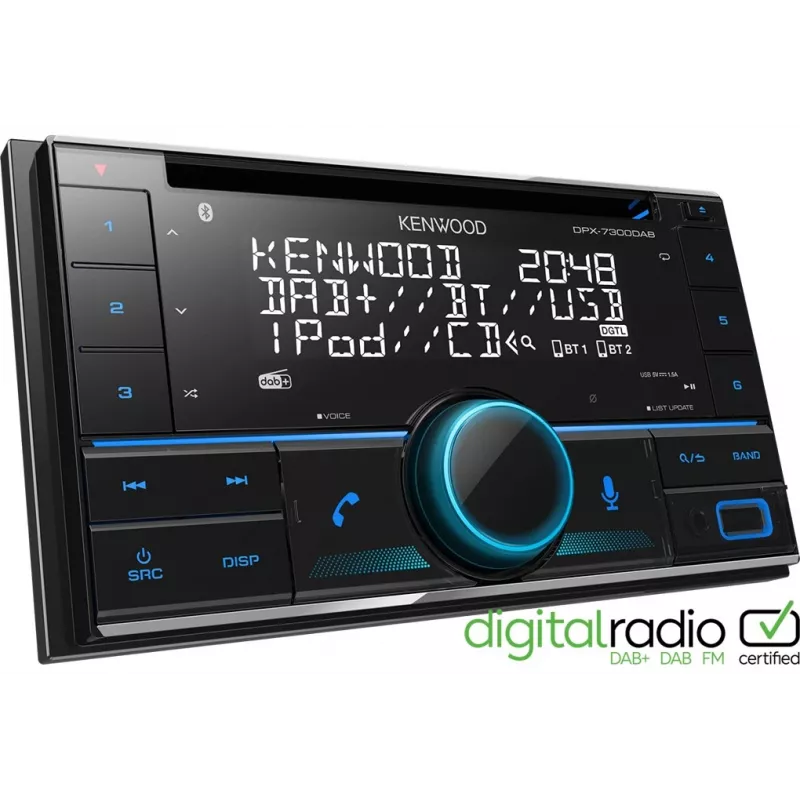Kenwood DPX-7300DAB 2 DIN auto radio ar CD, DAB+ un Bluetooth