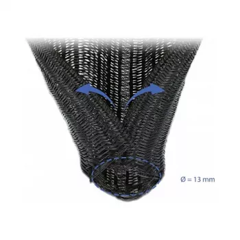 Pītais kabeļa uzmava DeLOCK 18909 5 m x 13 mm melna