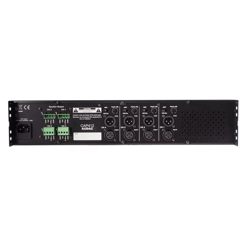 Audac CAP412 4 kanālu jaudas pastiprinātājs, 4 x 120 W (480 W), 100 V