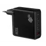 3x USB-C + USB-A sienas lādētājs Melns, GaN 100W