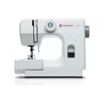 Daļēji automātiskā šujmašīna SINGER M1005 — 11 šuvi, 4 mm dūriena platums, augšējā iebīdāmā spole, brīvā roka, 2,5 kg