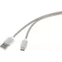 Renkforce USB 2.0 savienojuma kabelis [1x USB 2.0 A spraudnis - 1x USB-C™ spraudnis] 1 m Sudraba apvalks nerūsējošais tērauds (RF-4888671)