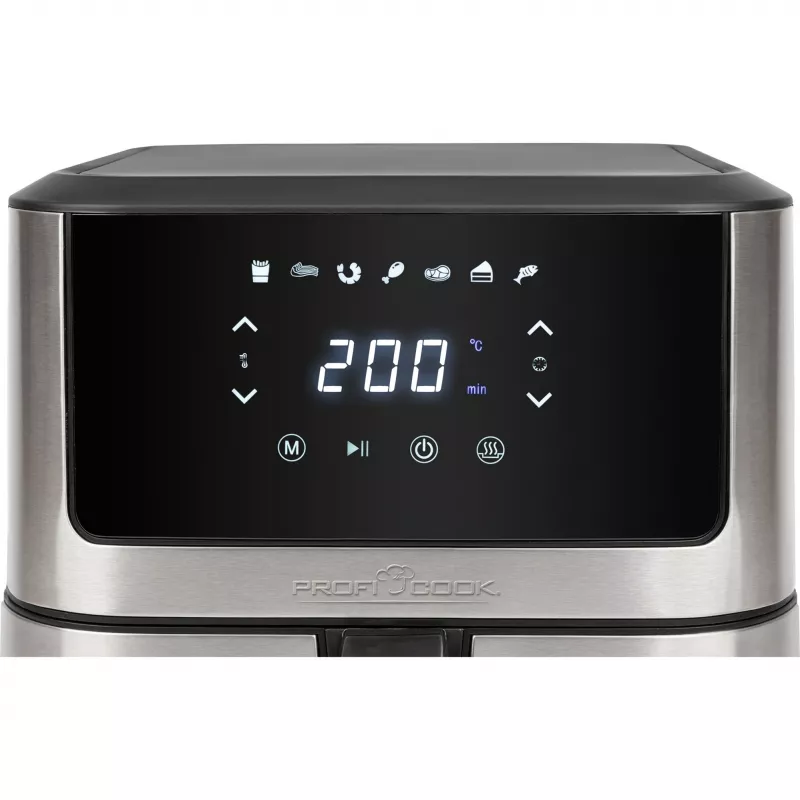 ProfiCook PC-FR 1269 H karstā gaisa friteris, 8 l, 1800 W, 80-200 °C, nerūsējošais tērauds/melns