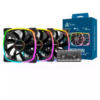 MONTECH AX120 120mm ARGB 3-Pack korpusa ventilatori - Melns