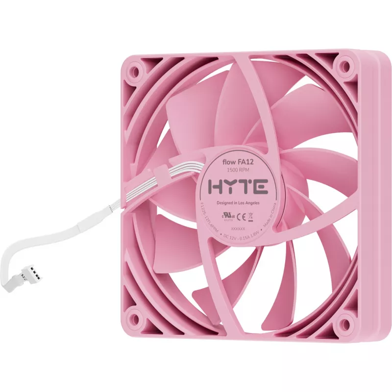 Datora dzesēšanas ventilators HYTE FA12-SM-4 120 mm, 1500 RPM, 72 m³/h, 1.6 mmH2O, FDB, rozā, 4 gab.