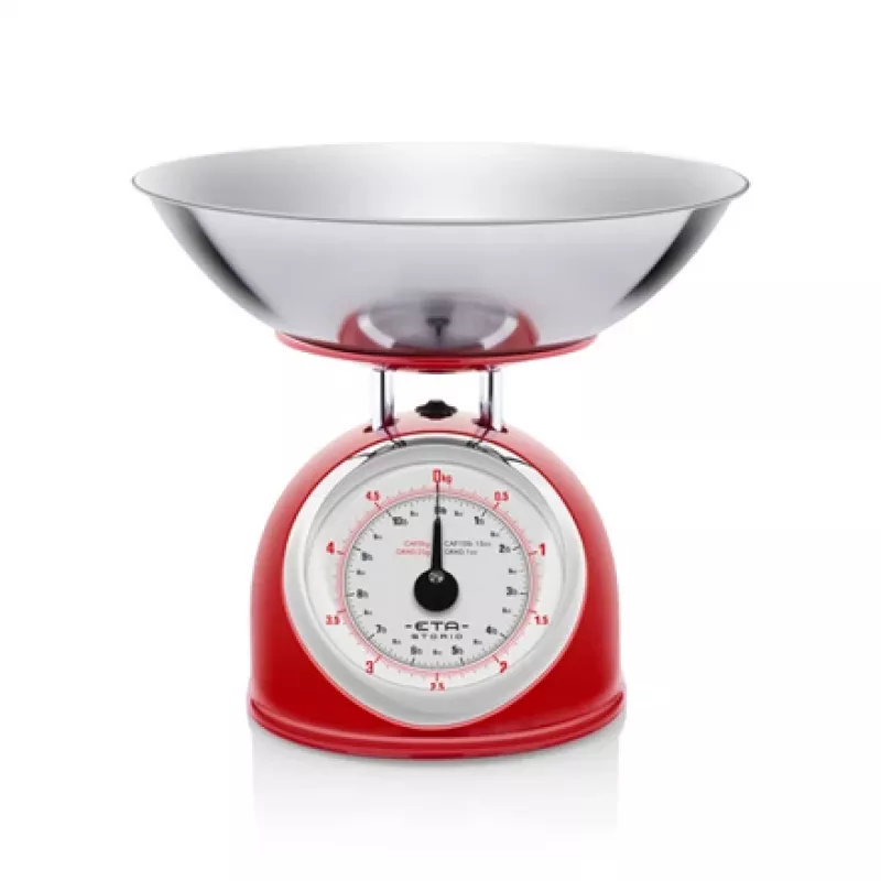 Mehāniskais virtuves svars ETA ETA577790030 — 5 kg, 25 g iedaļa, nerūsējošais tērauds, balts
