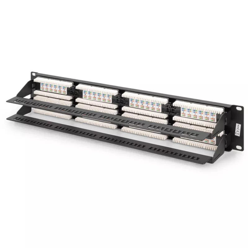 DIGITUS DN-91648U – Patch Panel RJ-45 48 portu, pelēks RAL 7035, 2U
