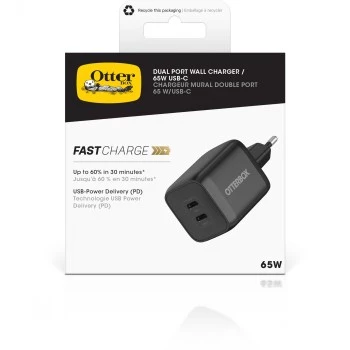 Otterbox standarta sienas lādētājs EU 65W – 1x USB-C 45W + 1x USB-C 20W USB-PD