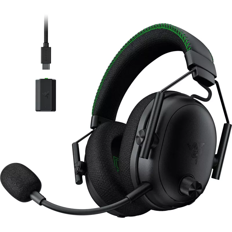 Razer BlackShark V3 Pro Xbox, bezvadu spēļu austiņas, melnas, ANC, 2,4 GHz dongle, Bluetooth, USB, 3,5 mm ligzda