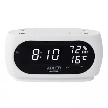 Adler AD 1186W modinātājpulkstenis ar digitālo displeju, melns/balts