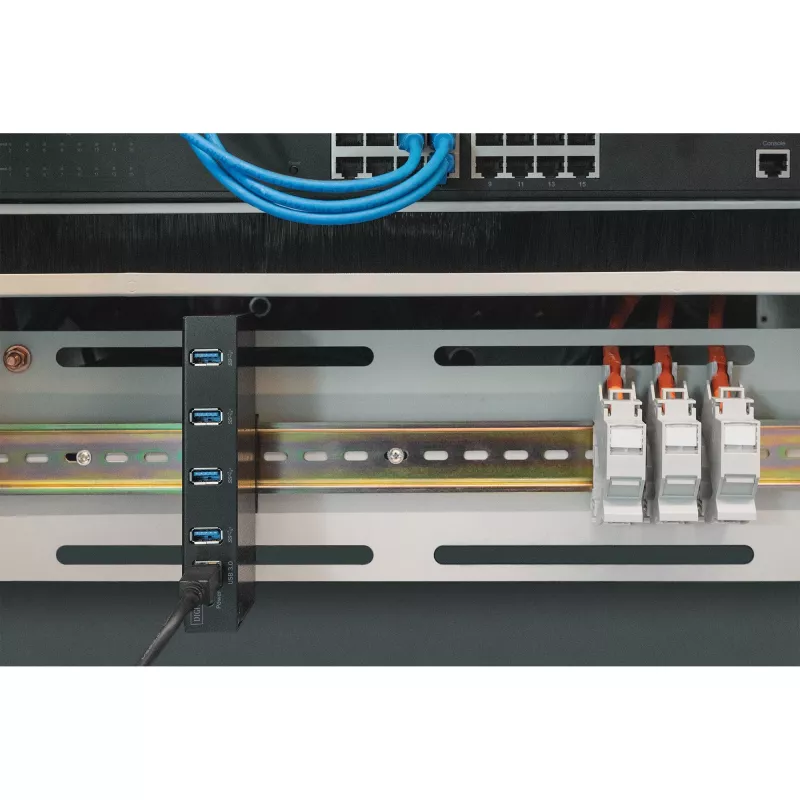 DIGITUS USB-Hub 4-Port 3.0 -> 4x A3.0 industrial line melns