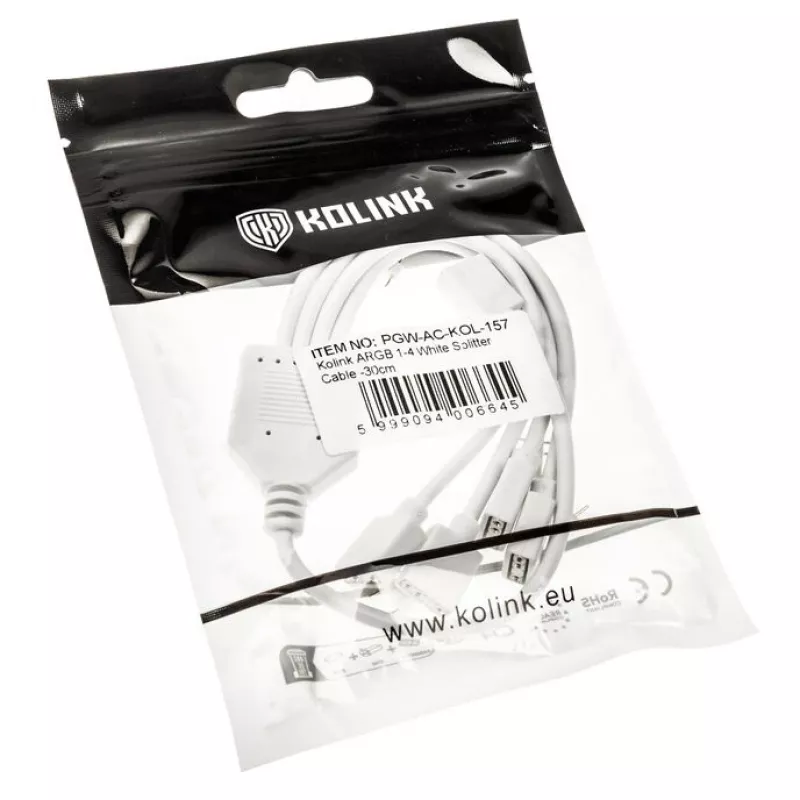ARGB sadalītāja kabelis Kolink PGW-AC-KOL-157 30 cm balts 3-pin 5V ARGB