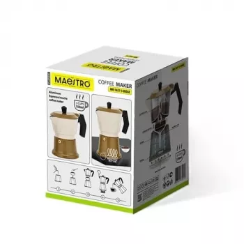 Alumīnija mokas kafijas automāts Maestro MR-1657-3-BEIGE – 3 tasīšu espresso katliņš, bēšs